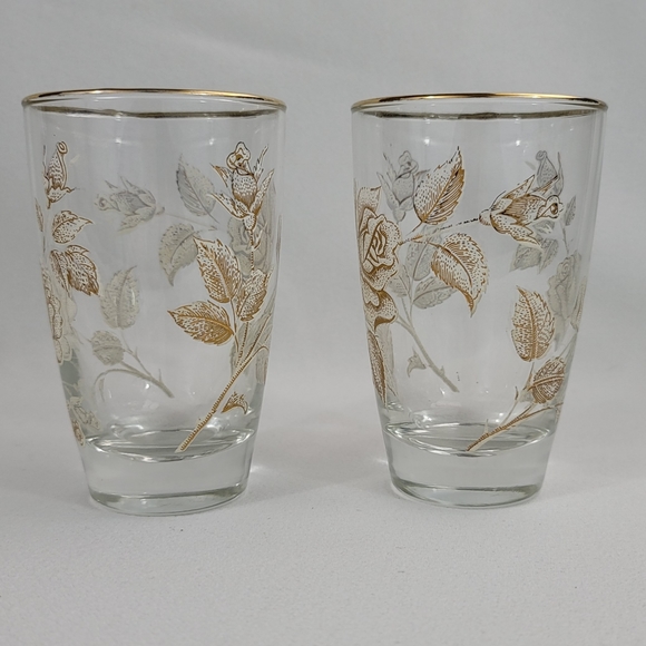(2) Vtg Libby Glass Rose Bouquet Tumbler - Picture 4 of 14